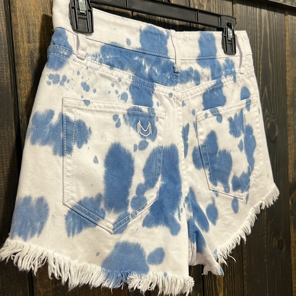 Show Me Your Mumu High‎ Rise Tie Dye Denim Cutoff Shorts Size 25 - Picture 5 of 10